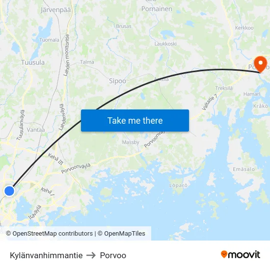 Kylänvanhimmantie to Porvoo map