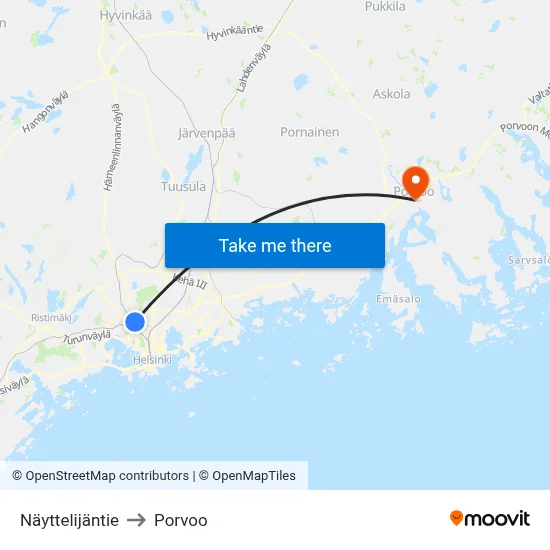 Näyttelijäntie to Porvoo map