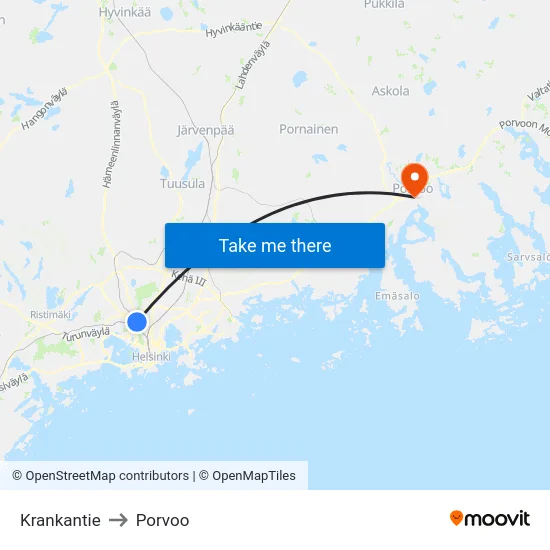 Krankantie to Porvoo map