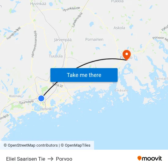 Eliel Saarisen Tie to Porvoo map