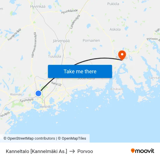 Kanneltalo [Kannelmäki As.] to Porvoo map