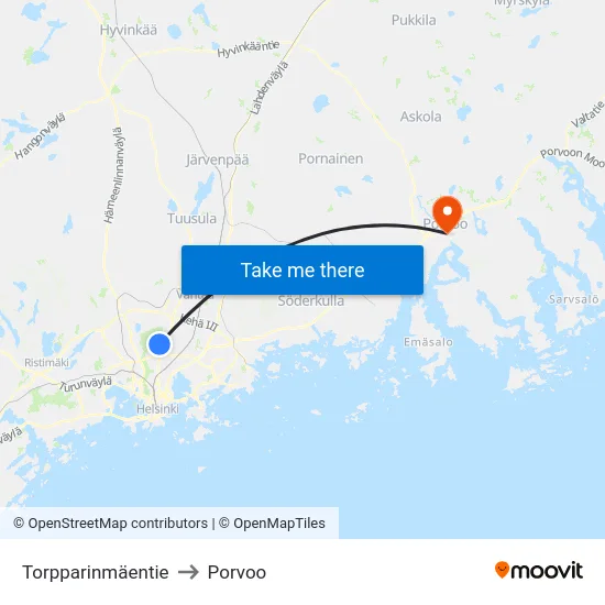 Torpparinmäentie to Porvoo map