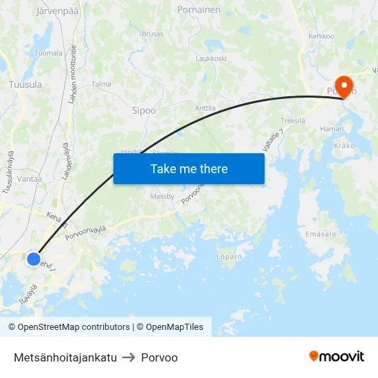 Forester Street to Porvoo map