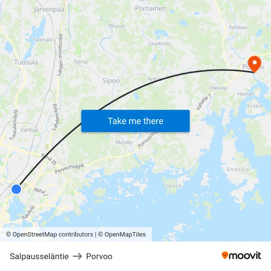 Salpausseläntie to Porvoo map