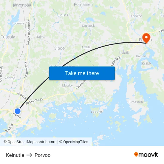 Keinutie to Porvoo map