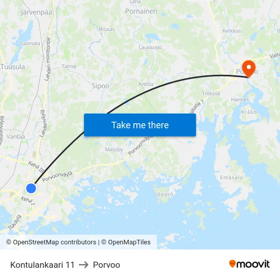 Kontulankaari 11 to Porvoo map
