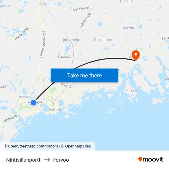 Nihtisillanportti to Porvoo map