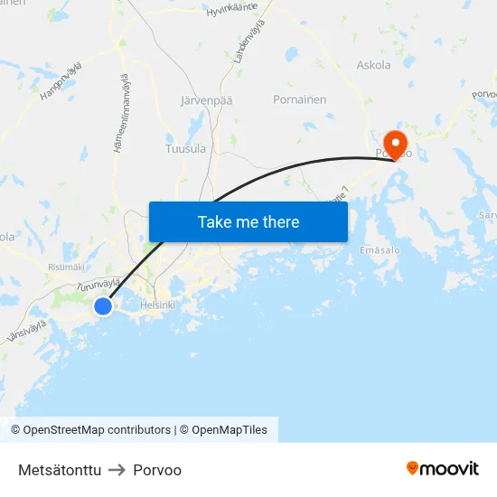 Forest Elf to Porvoo map