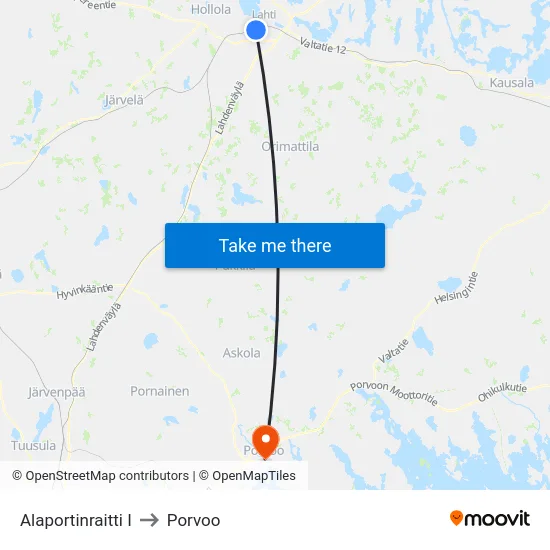 Alaportinraitti I to Porvoo map