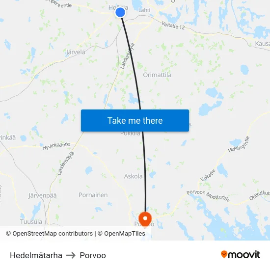 Hedelmätarha to Porvoo map