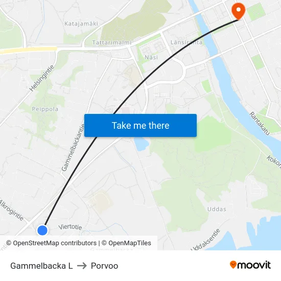 Gammelbacka L to Porvoo map