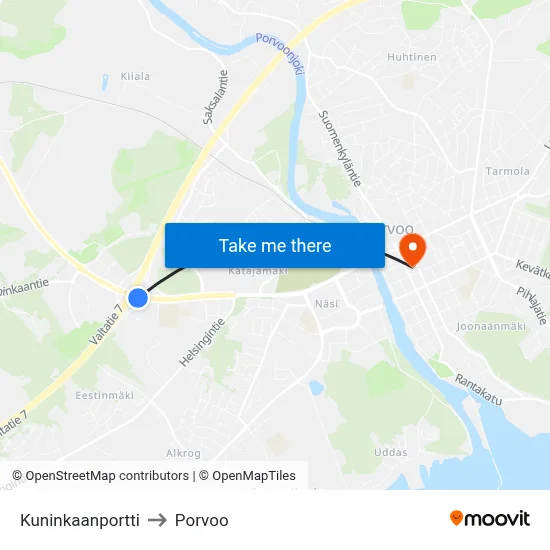 King's Gate to Porvoo map