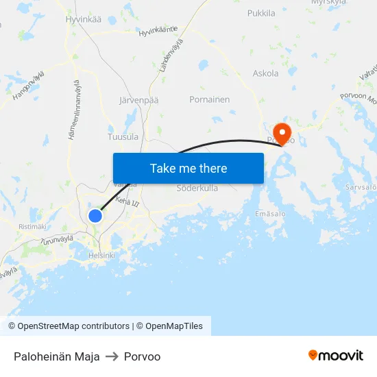 Paloheinän Maja to Porvoo map
