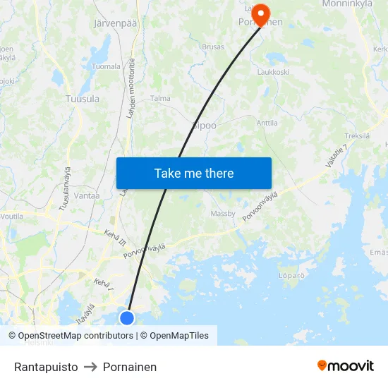 Rantapuisto to Pornainen map