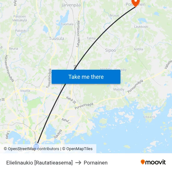 Eliel Square [Railway Station] to Pornainen map