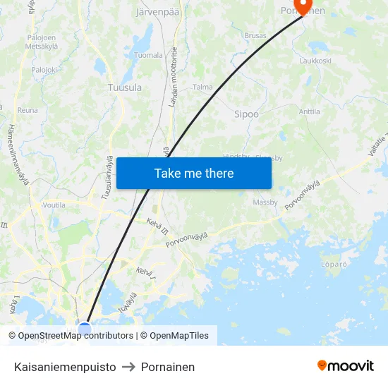 Kaisaniemenpuisto to Pornainen map
