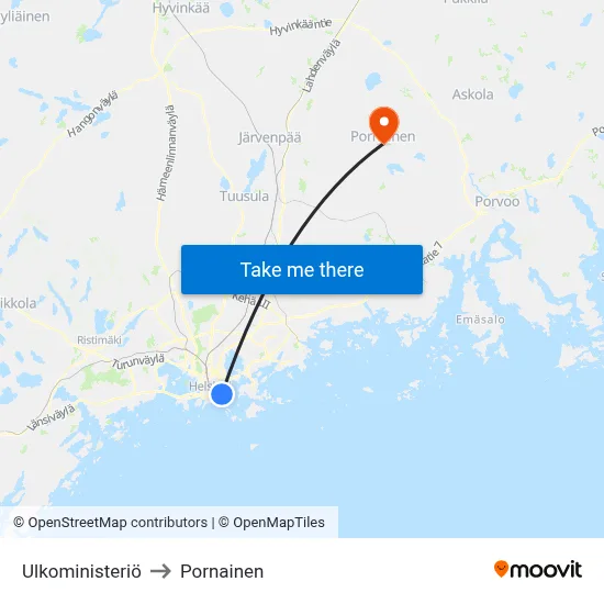 Ulkoministeriö to Pornainen map