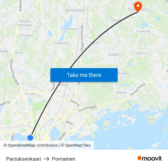 Paciuksen Arc to Pornainen map
