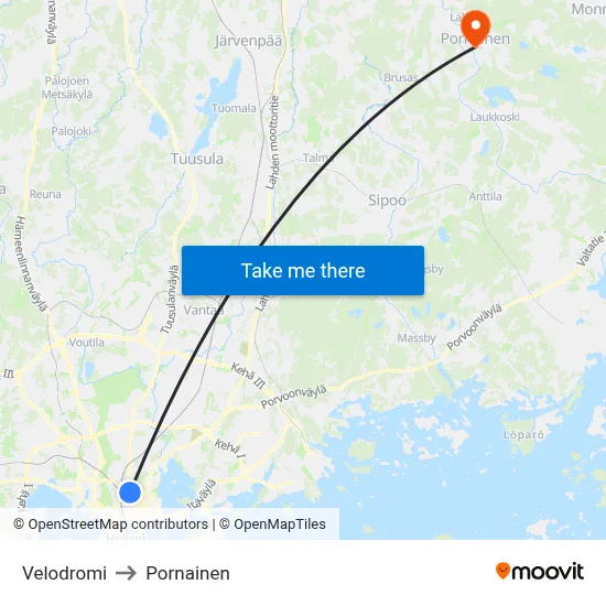 Velodrome to Pornainen map