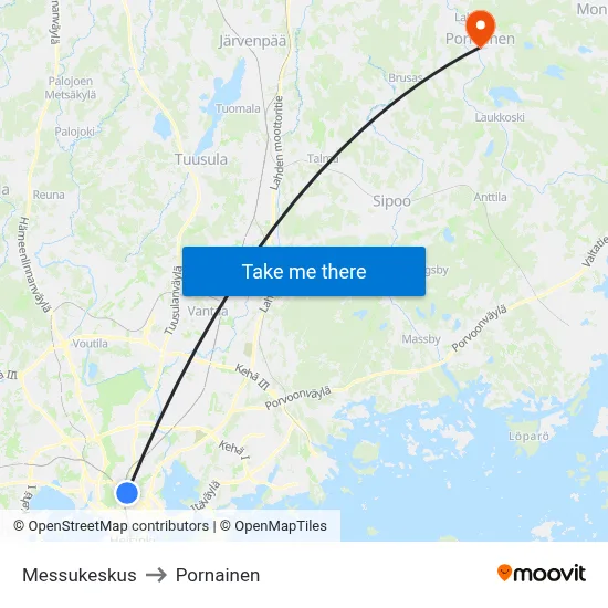Exhibition Center to Pornainen map