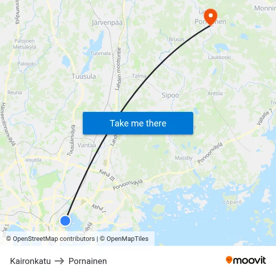 Kaironkatu to Pornainen map