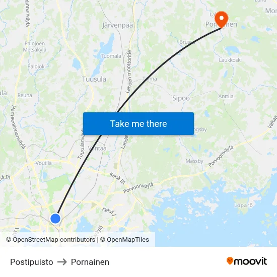 Postal Park to Pornainen map