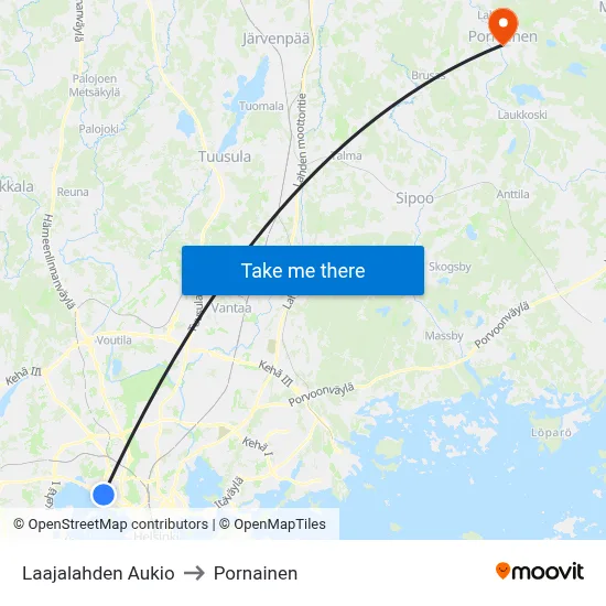 Laajalahden Aukio to Pornainen map