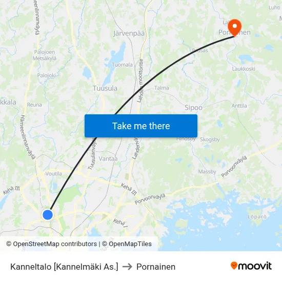 Kanneltalo [Kannelmäki As.] to Pornainen map