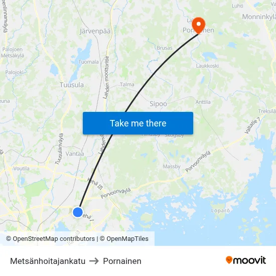 Forester Street to Pornainen map