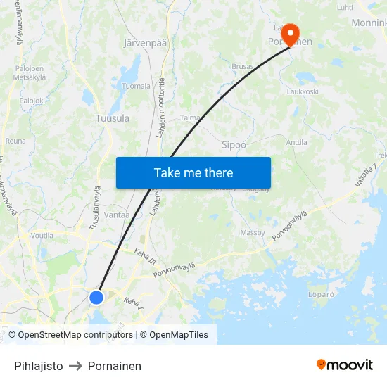 Pihlajisto to Pornainen map