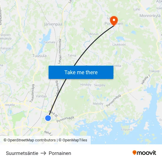 Suurmetsä Road to Pornainen map