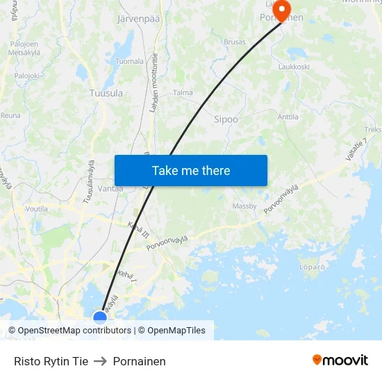 Risto Ryti Road to Pornainen map