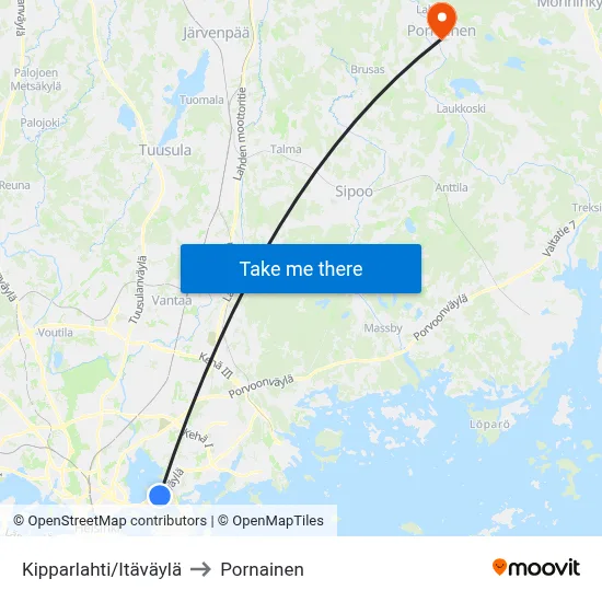 Kipparlahti/Eastern Highway to Pornainen map