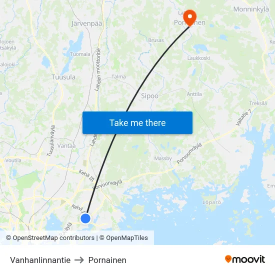 Old Castle Road to Pornainen map