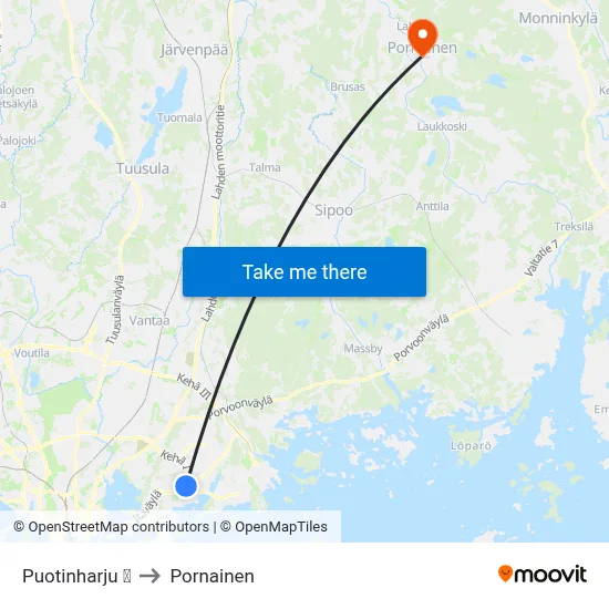 Puotinharju 🛍️ to Pornainen map