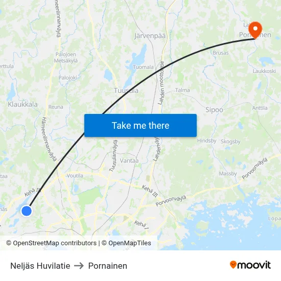 Fourth Villa Road to Pornainen map