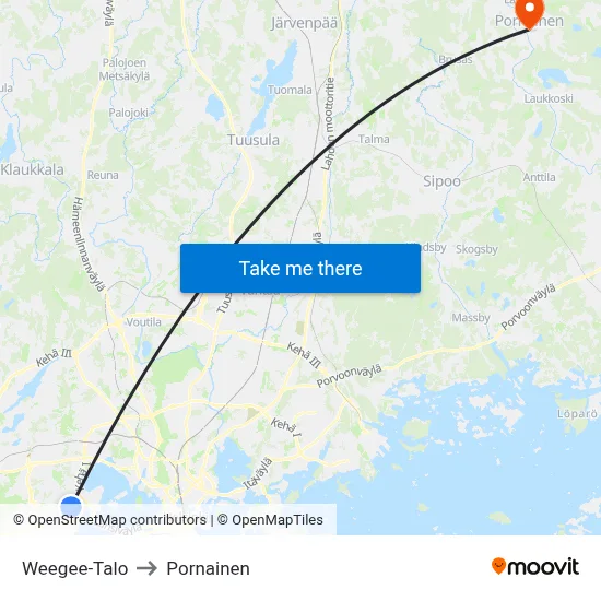 Weegee House to Pornainen map