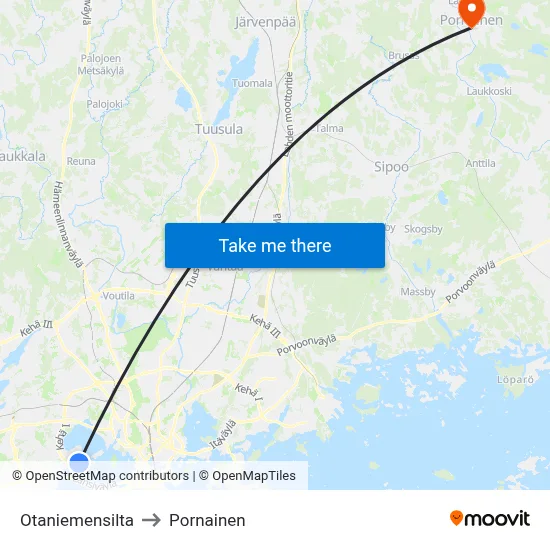 Otaniemi Bridge to Pornainen map