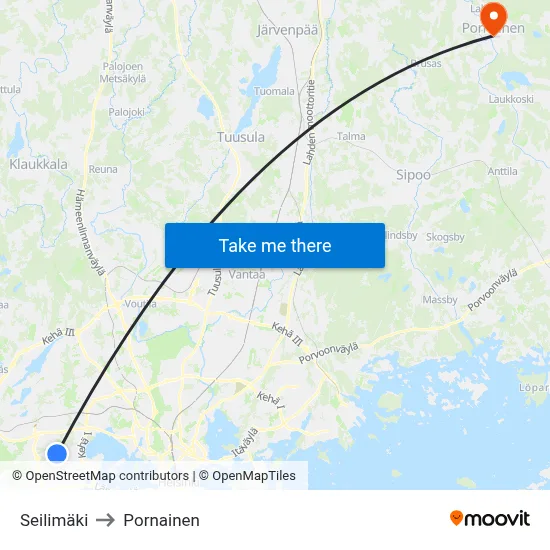 Sail Hill to Pornainen map