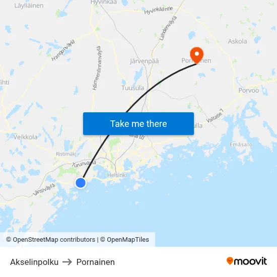 Akselinpolku to Pornainen map