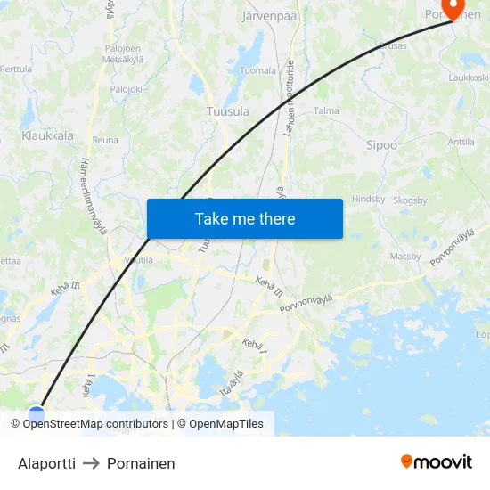 Alaportti to Pornainen map