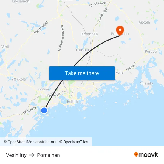 Water Meadow to Pornainen map