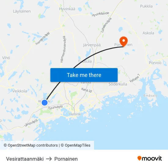 Vesirattaanmaki to Pornainen map
