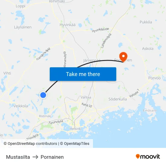 Black Bridge to Pornainen map
