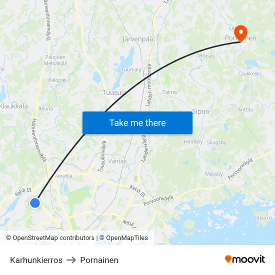 Karhunkierros Trail to Pornainen map