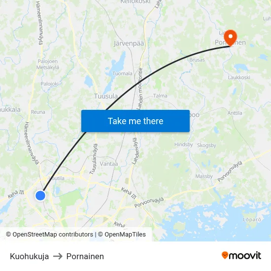 Kuohukuja to Pornainen map