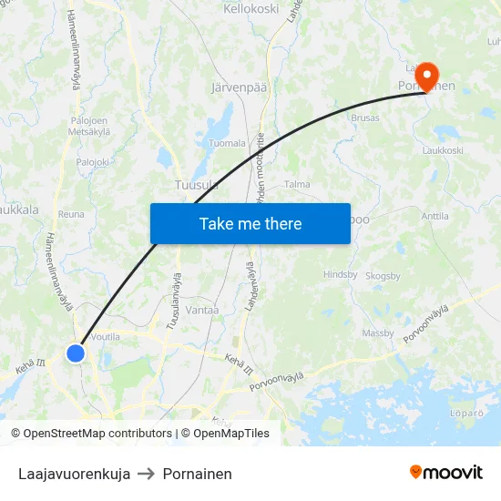 Laajavuori Alley to Pornainen map