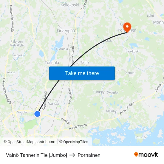 Väinö Tannerin Tie  [Jumbo] to Pornainen map