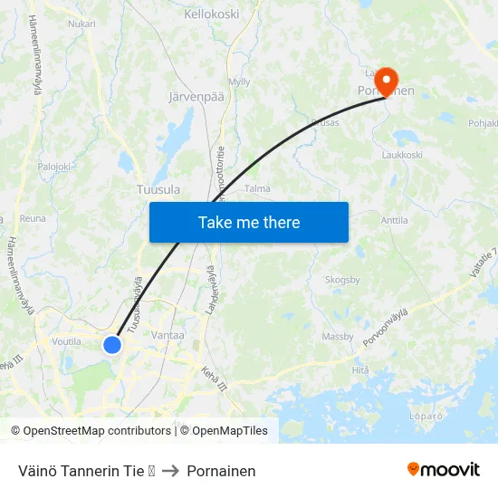 Väinö Tannerin Tie 🛍️🟧 to Pornainen map