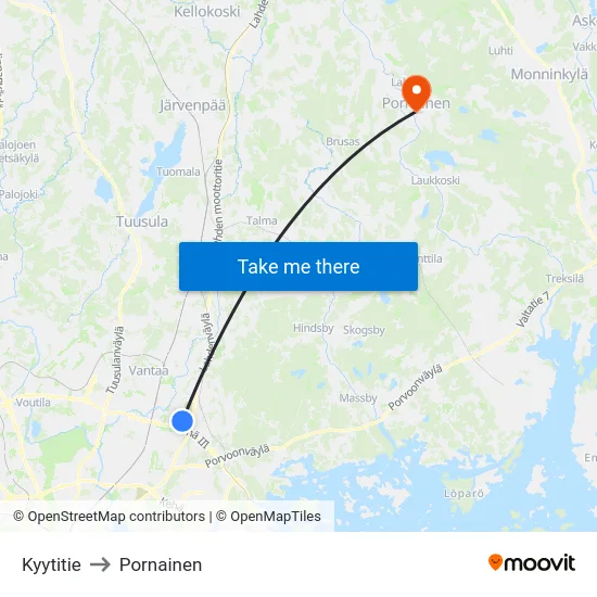 Kyytitie to Pornainen map